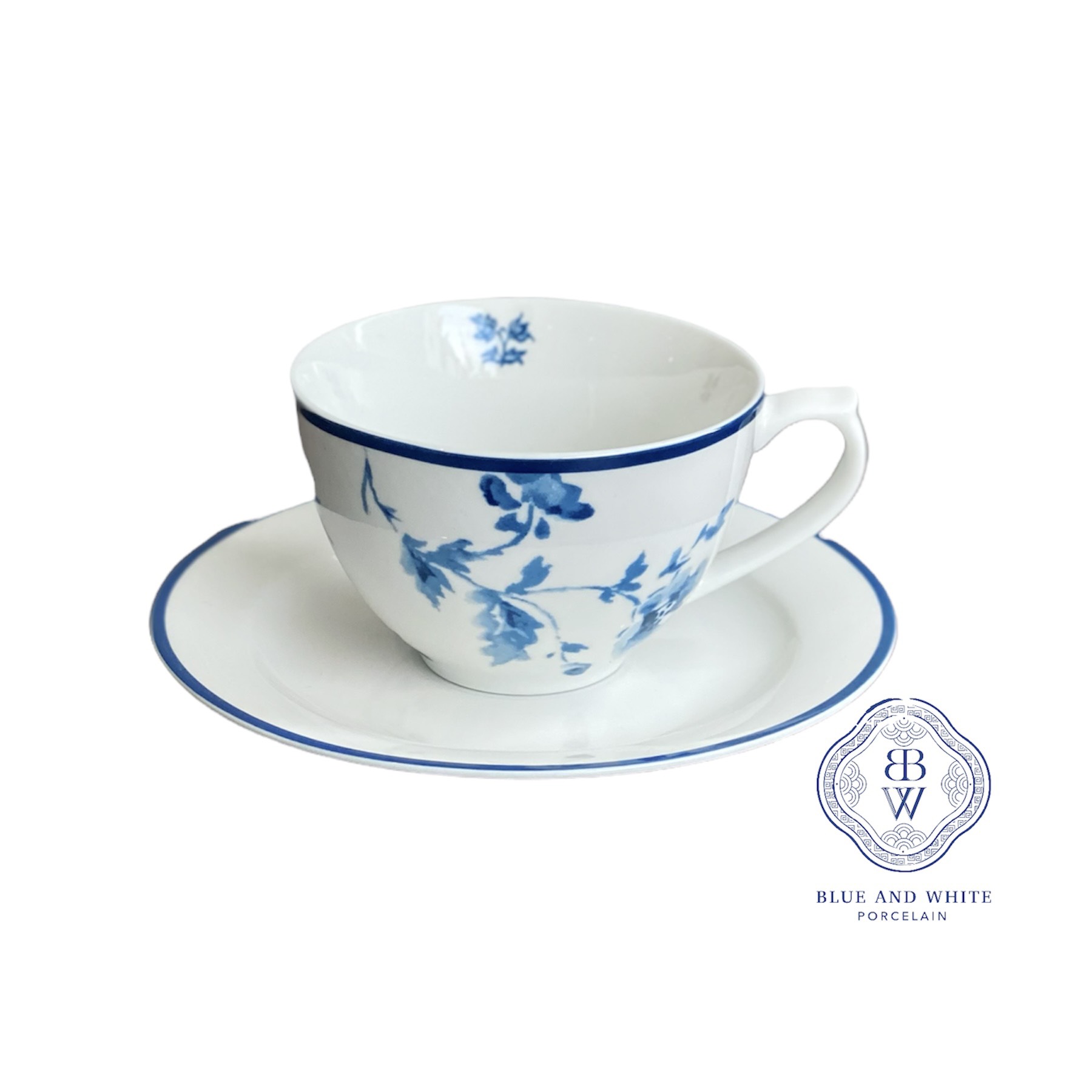 Blue Rose Cup and Plate Set