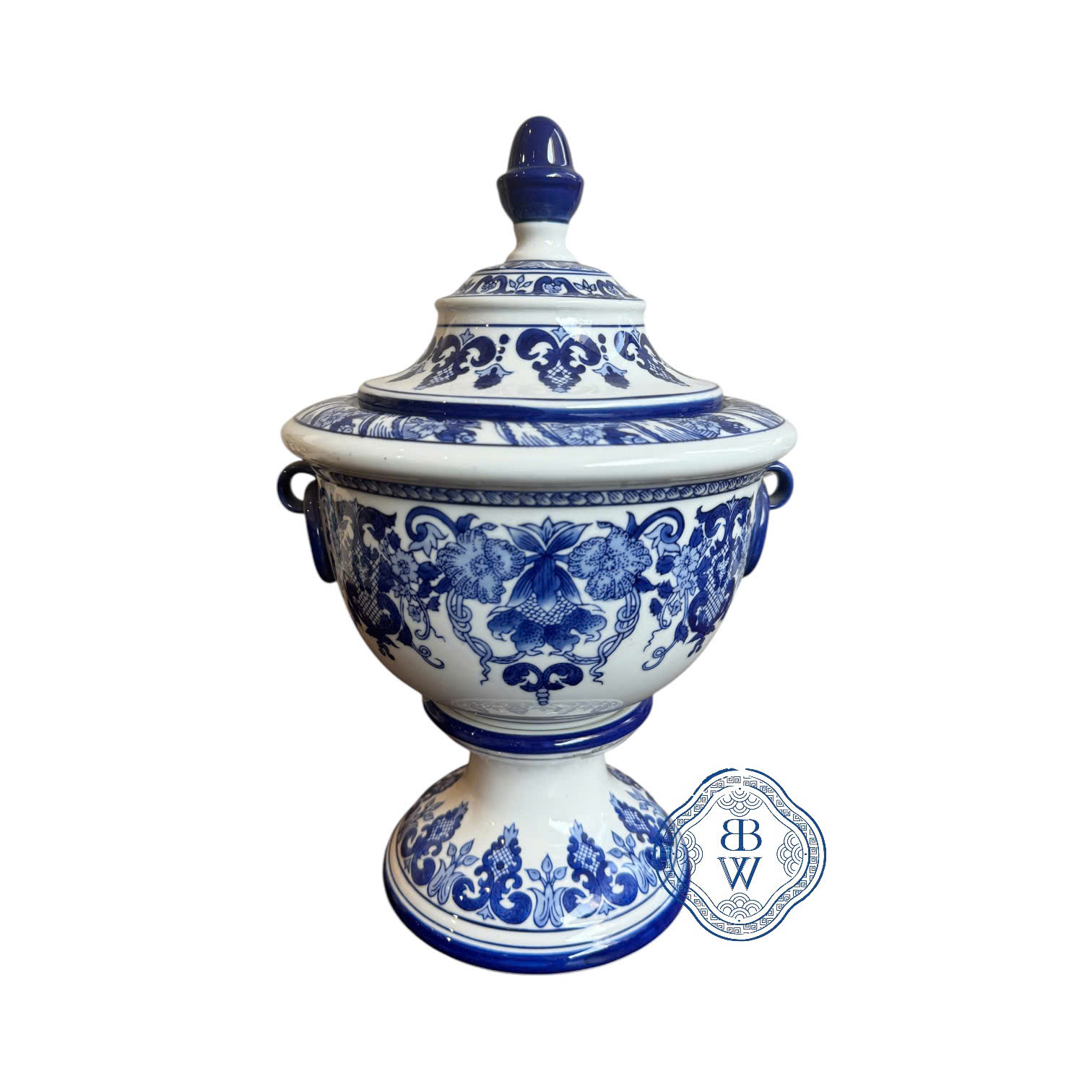 Chậu cây Chinoiserie đế cao có nắp