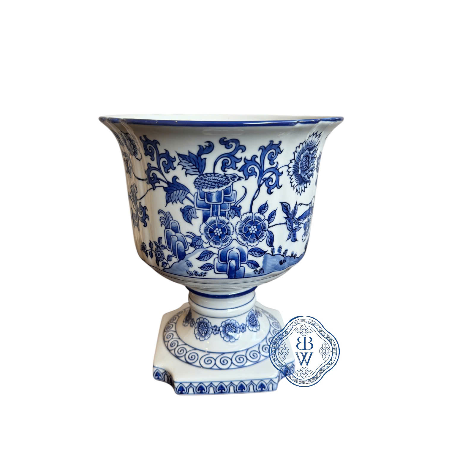 Chậu cây Chinoiserie đế cao