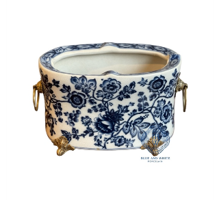 Hand-painted Flowerpot with Brass Handles 