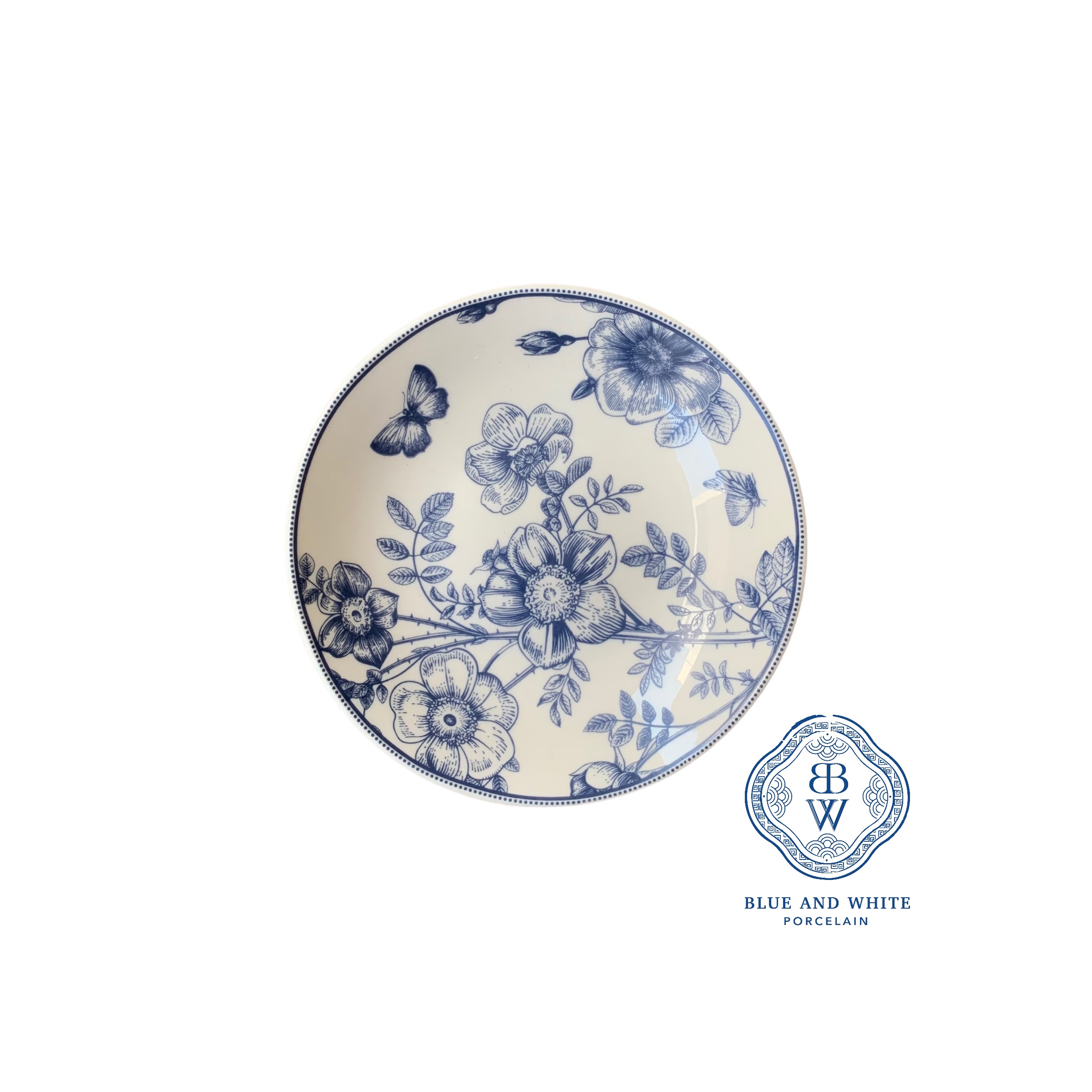 Blue Flower & Butterfly Flat Plate 12 cm 