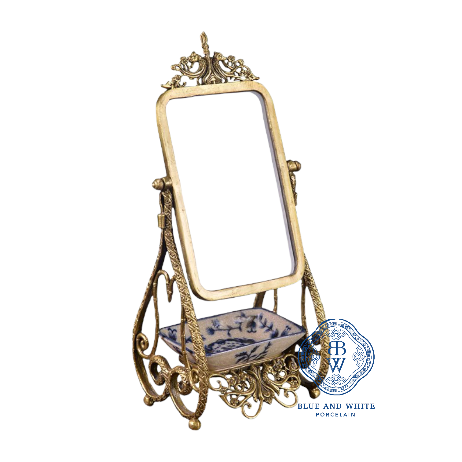 Hand-painted Mirror with Brass Frame