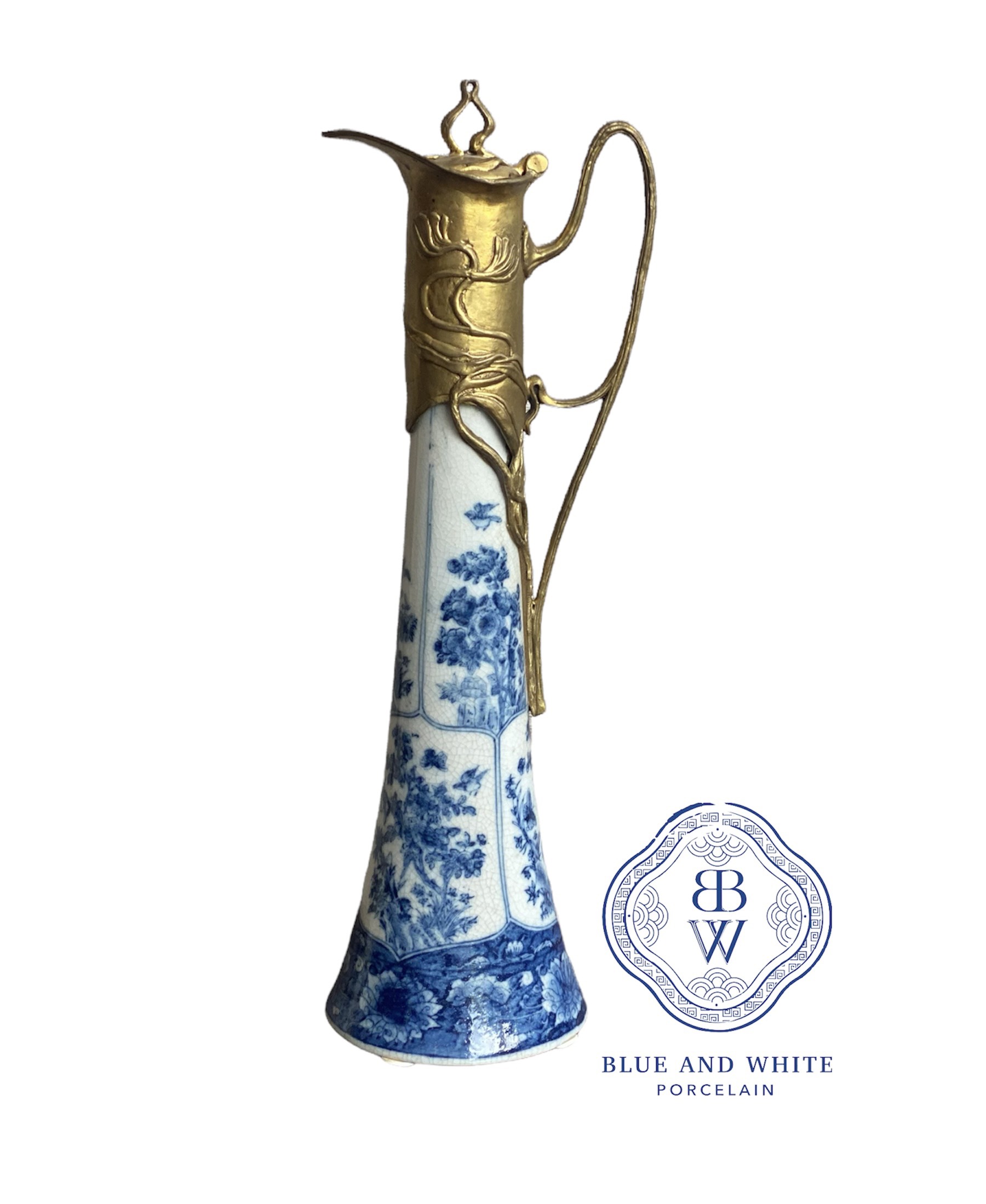 Hand-painted Wine Jug with Brass Lid