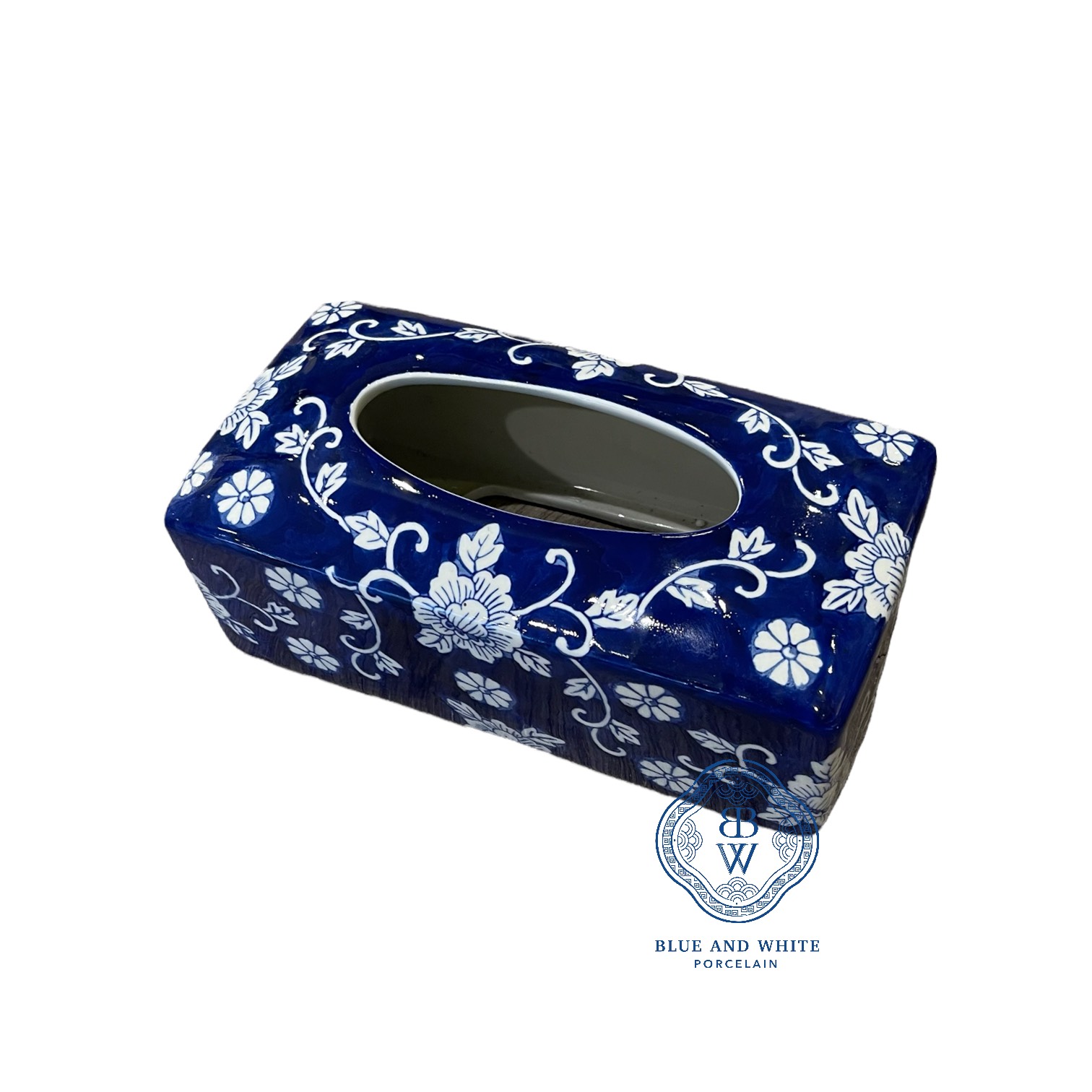  Navy Flower Tissue Box A