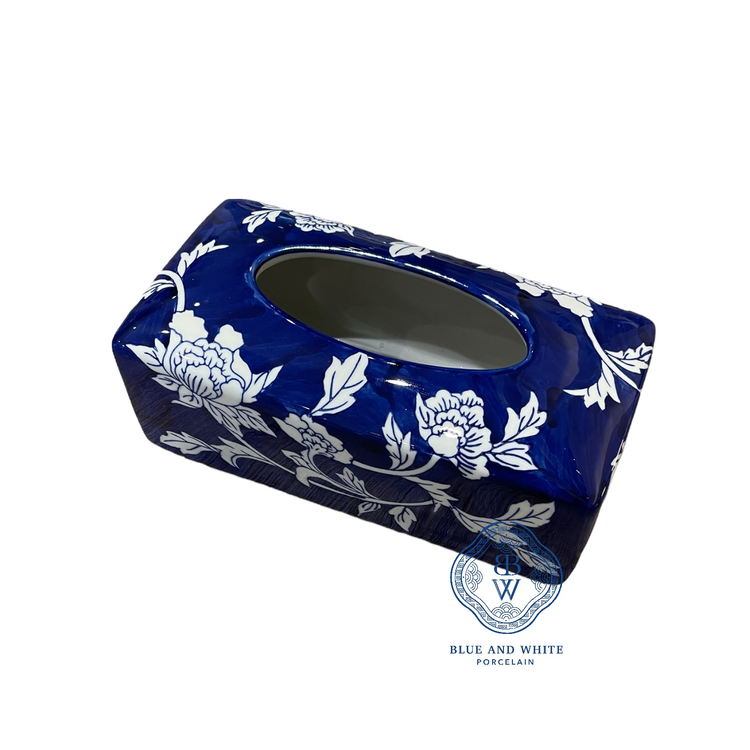  Navy Flower Tissue Box B