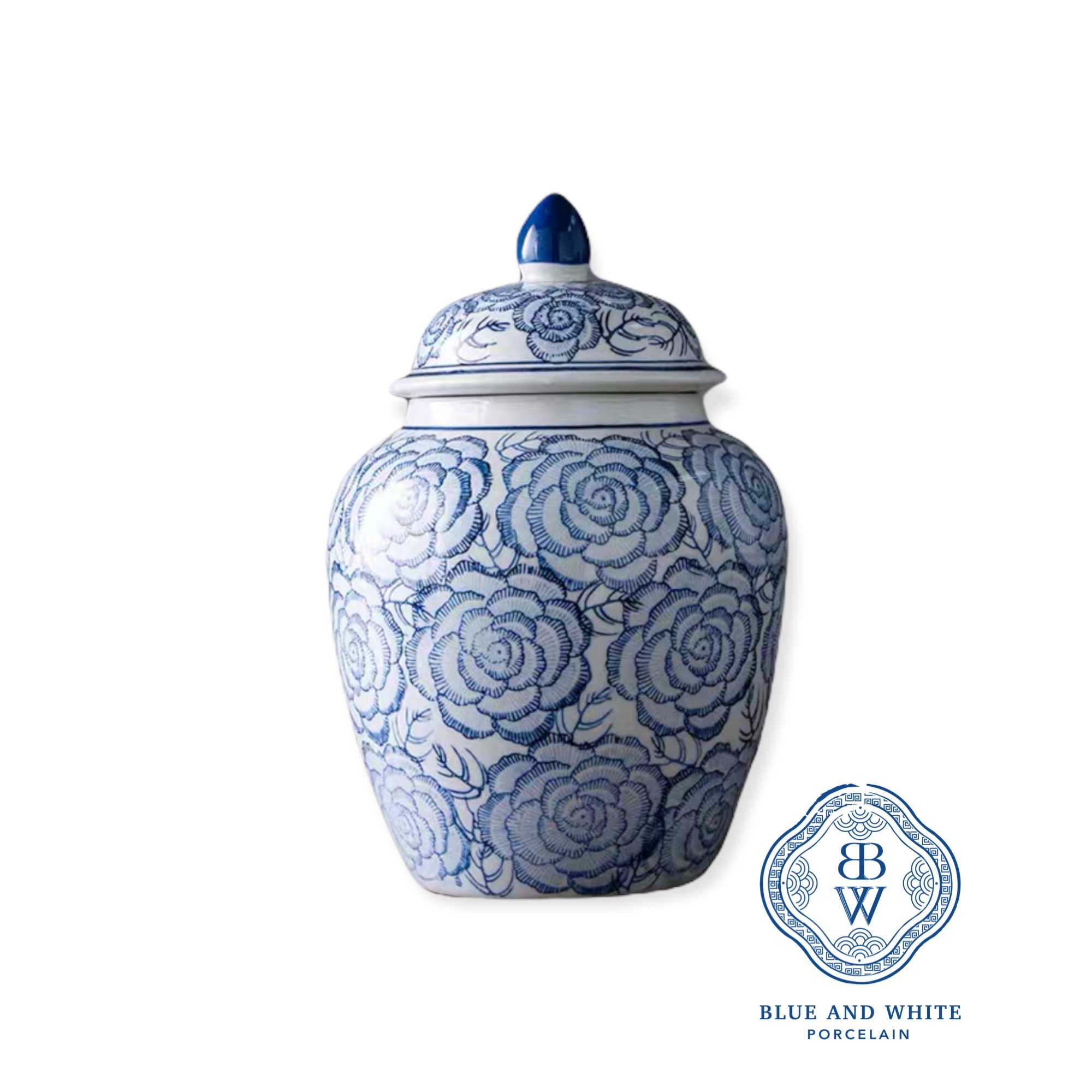 Temple Jar with Rose Design - Medium Size 