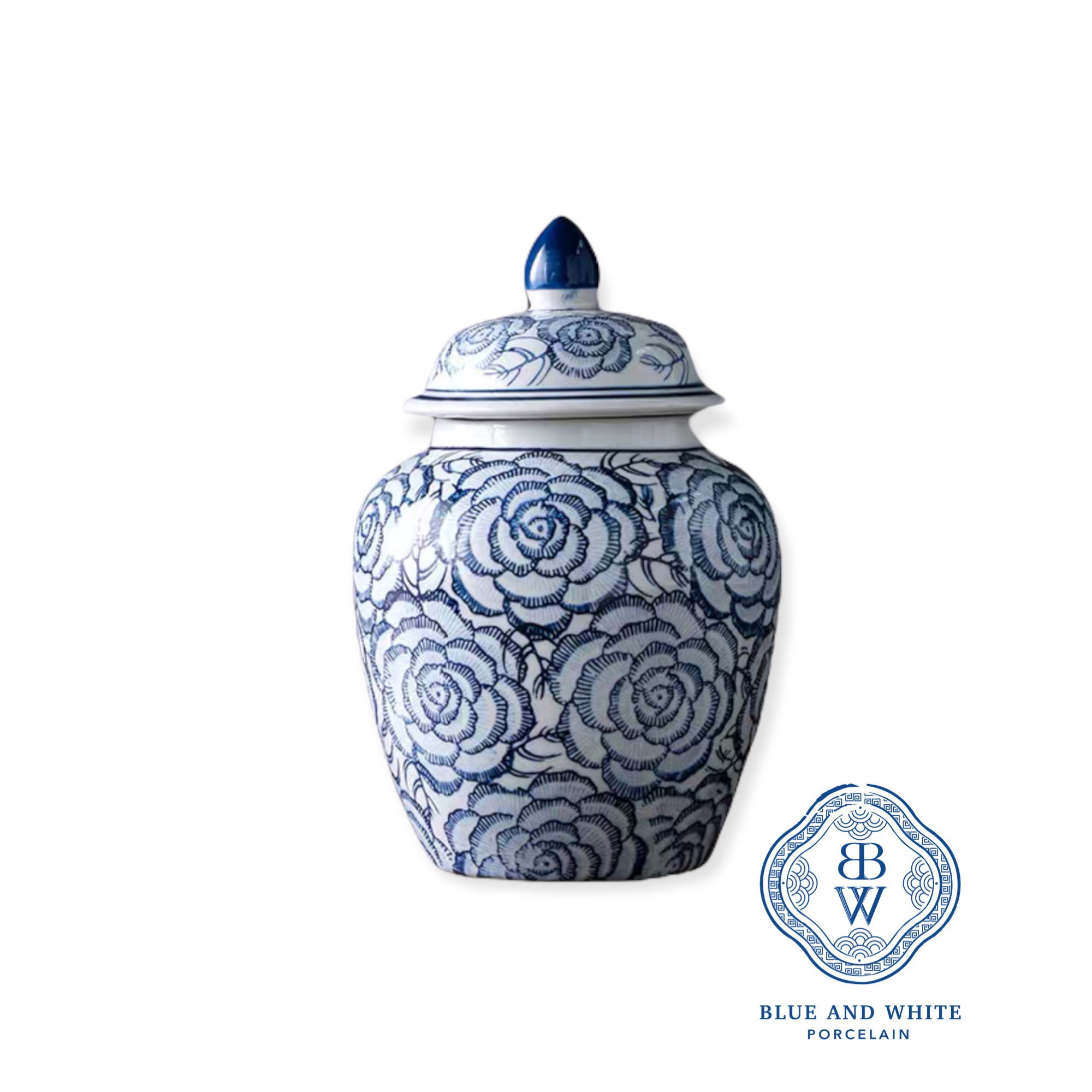 Temple Jar with Rose Design - Small Size 