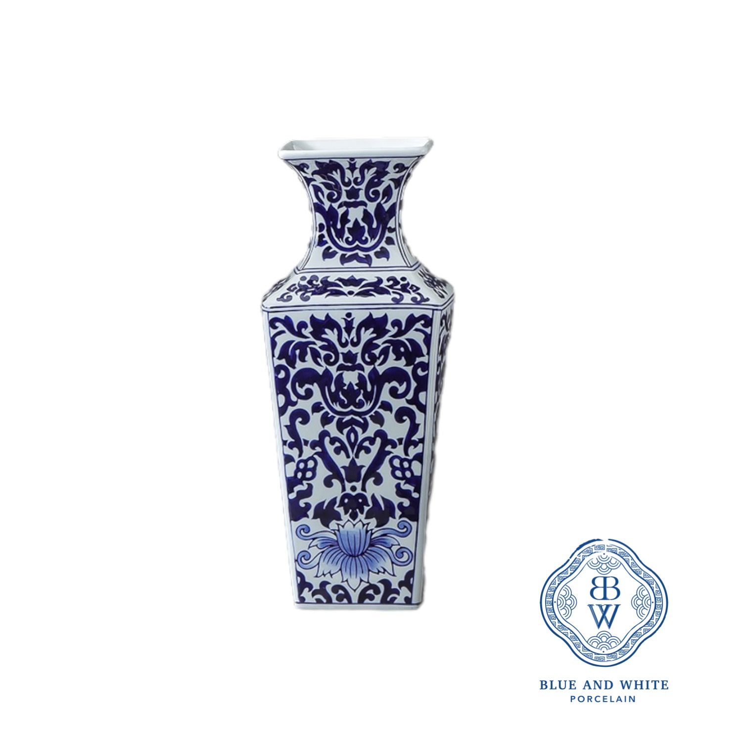 Oriental Lotus Pattern Square Vase 