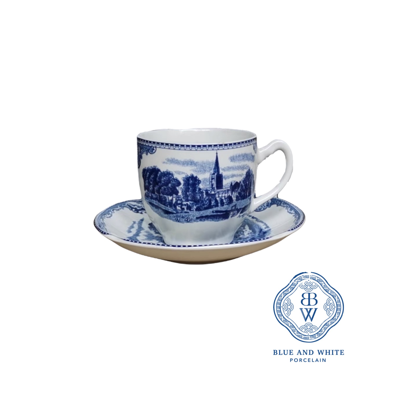 Blue Castle Cup and Plate Set 