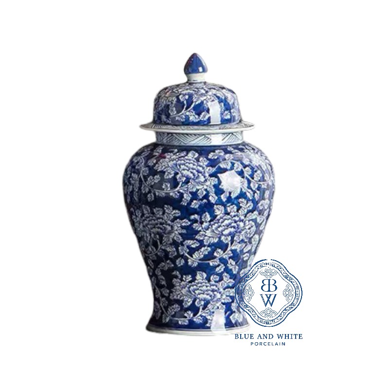 Thousand Blossoms Bloom in Navy Temple Jar - S Size